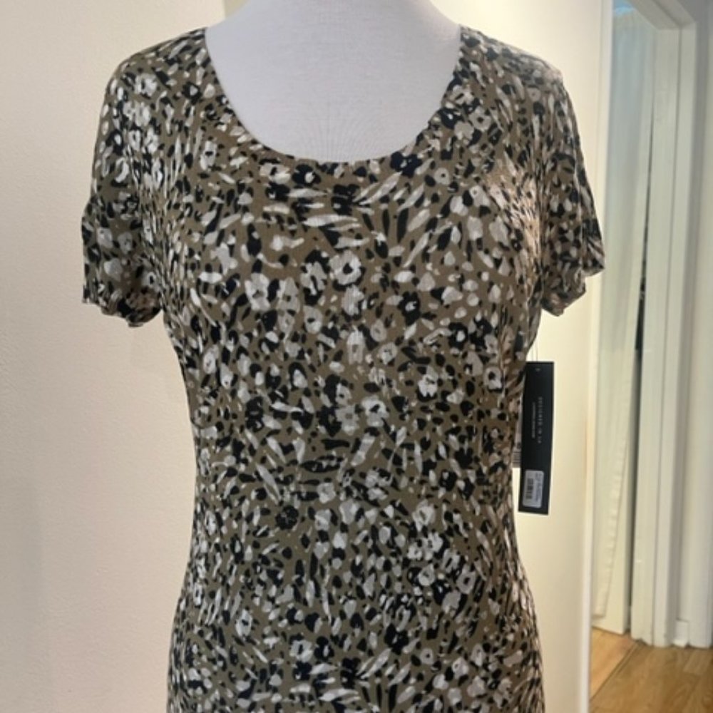 Liverpool Printed Scoop Neck Short Sleeve Sweater